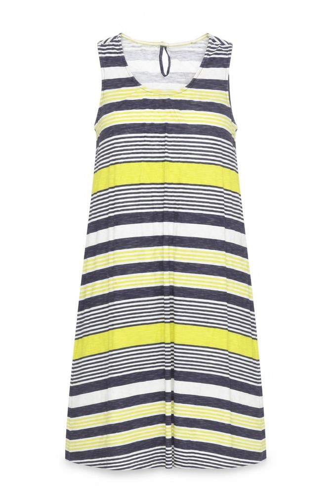 Front view of Capri Clothing Women's Multicoloured Striped Tank Dress