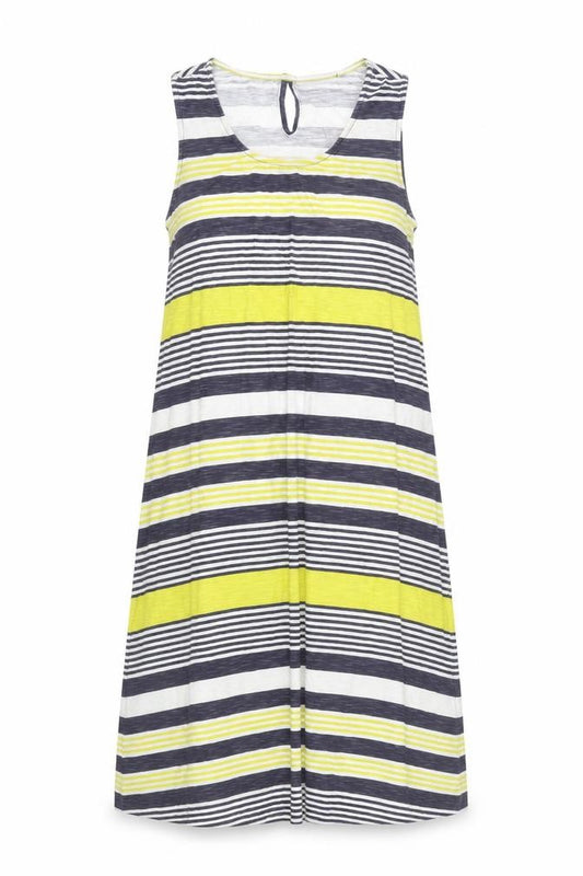 Front view of Capri Clothing Women's Multicoloured Striped Tank Dress