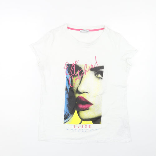 Guess Women's White T-Shirt M - Eye Catcher Design
