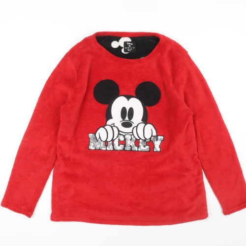 Disney Mickey Women's Red Fleece Top Size 12-14