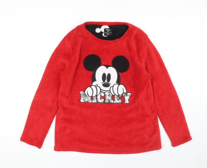 Disney Mickey Women's Red Fleece Top Size 12-14