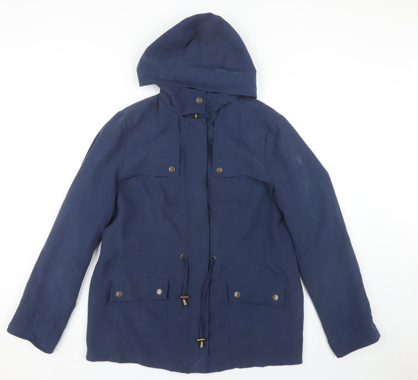 BHS Women's Blue Hooded Parka Size 14 Casual Spring