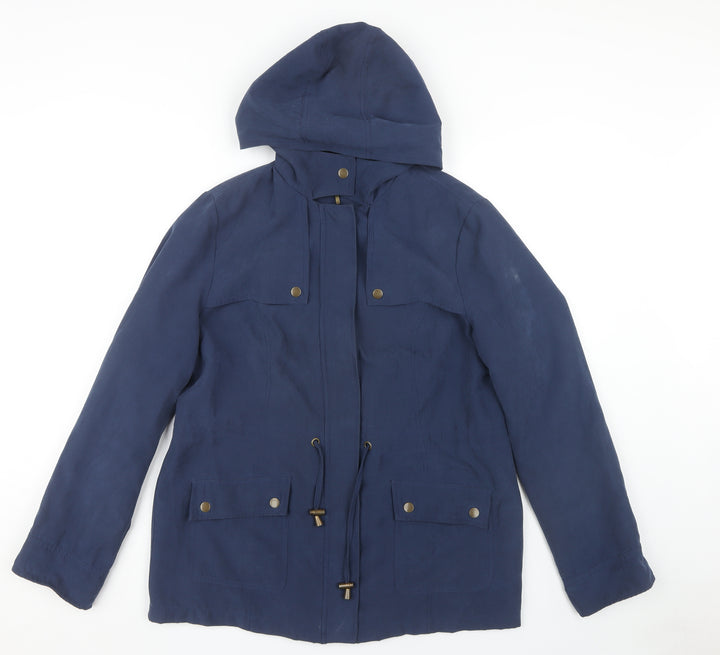 BHS Women's Blue Hooded Parka Size 14 Casual Spring