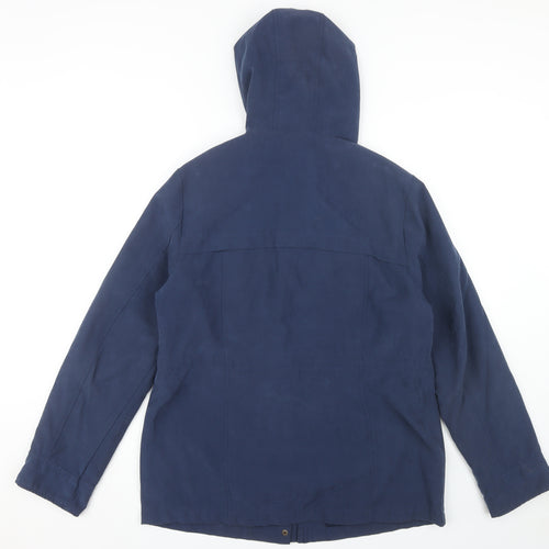BHS Women's Blue Hooded Parka Size 14 Casual Spring