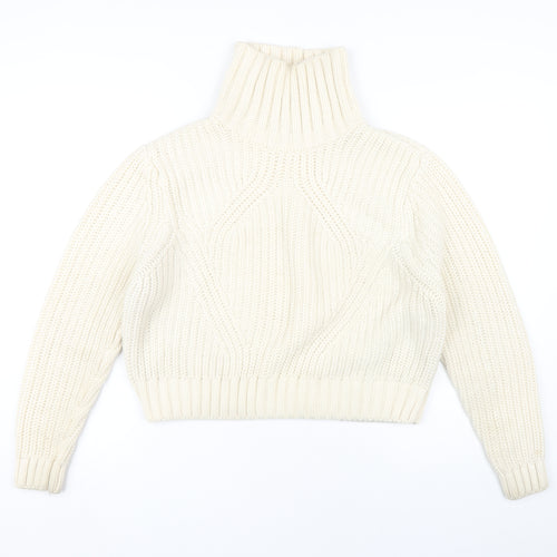 H&M Women's Ivory Knit Roll Neck Jumper L