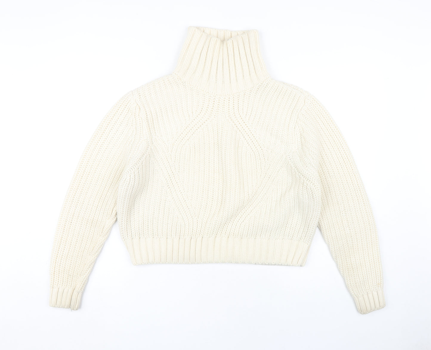 H&M Women's Ivory Knit Roll Neck Jumper L
