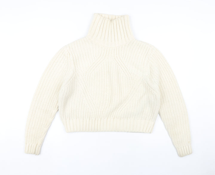 H&M Women's Ivory Knit Roll Neck Jumper L