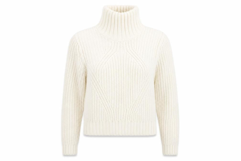 Front view of H&M Women's Ivory Knit Roll Neck Jumper L