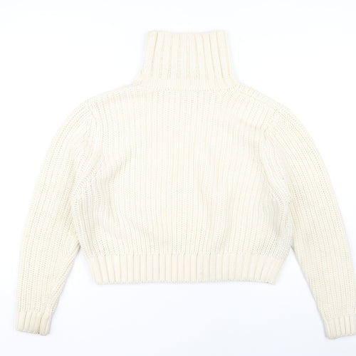 H&M Women's Ivory Knit Roll Neck Jumper L