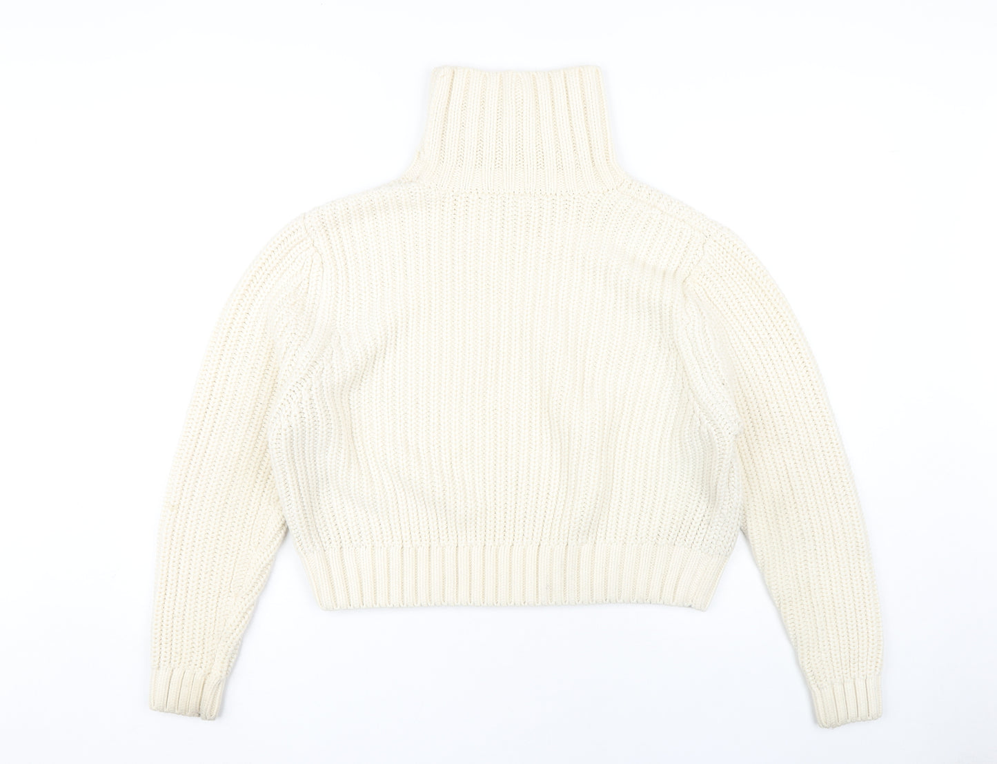 H&M Women's Ivory Knit Roll Neck Jumper L