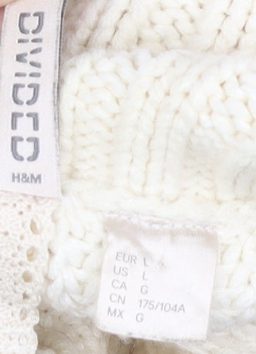 H&M Women's Ivory Knit Roll Neck Jumper L