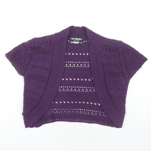 Pilot Womens Purple Knit Shrug S Short Sleeve