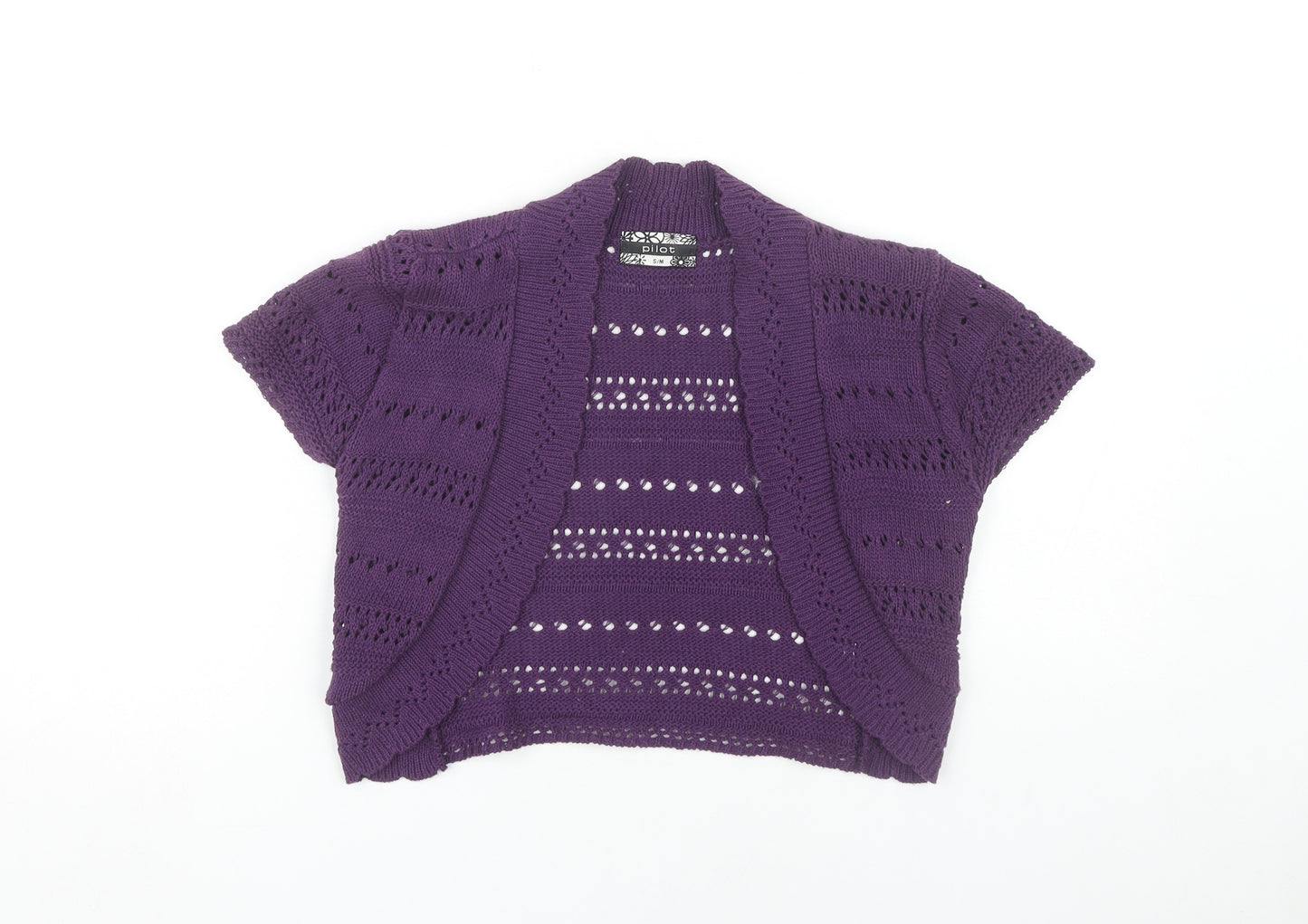 Pilot Womens Purple Knit Shrug S Short Sleeve