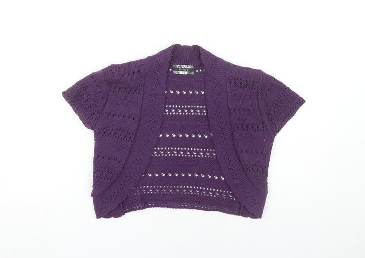 Pilot Womens Purple Knit Shrug S Short Sleeve