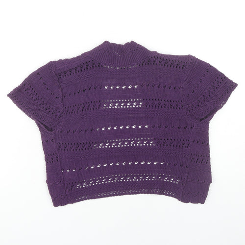 Pilot Womens Purple Knit Shrug S Short Sleeve