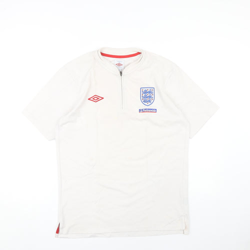 Umbro England White Sports T-Shirt Men L 1/2 Zip