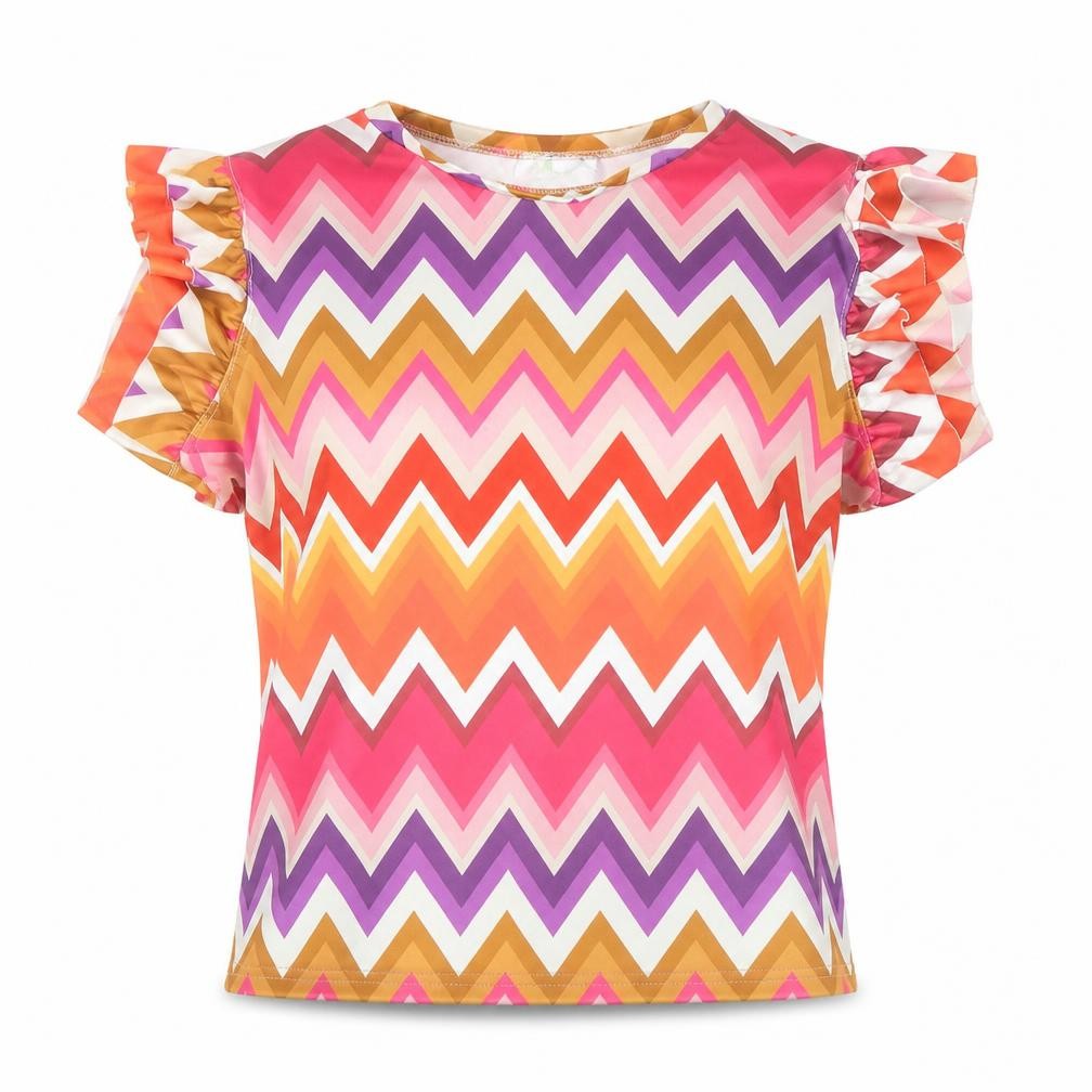 Front view of Miss Klass Women's Multicoloured Geometric T-Shirt M
