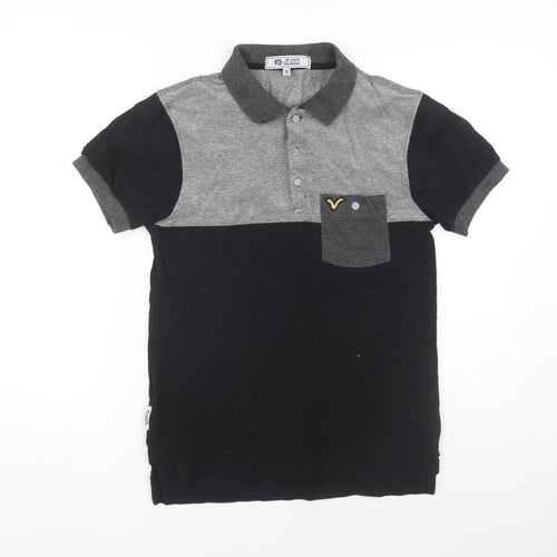 Voi Jeans Men's Black & Grey Colourblock Polo M