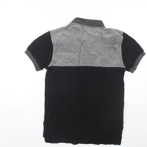 Voi Jeans Men's Black & Grey Colourblock Polo M