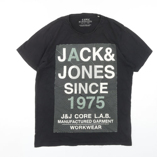 Jack & Jones Men's Black Graphic Print T-Shirt L