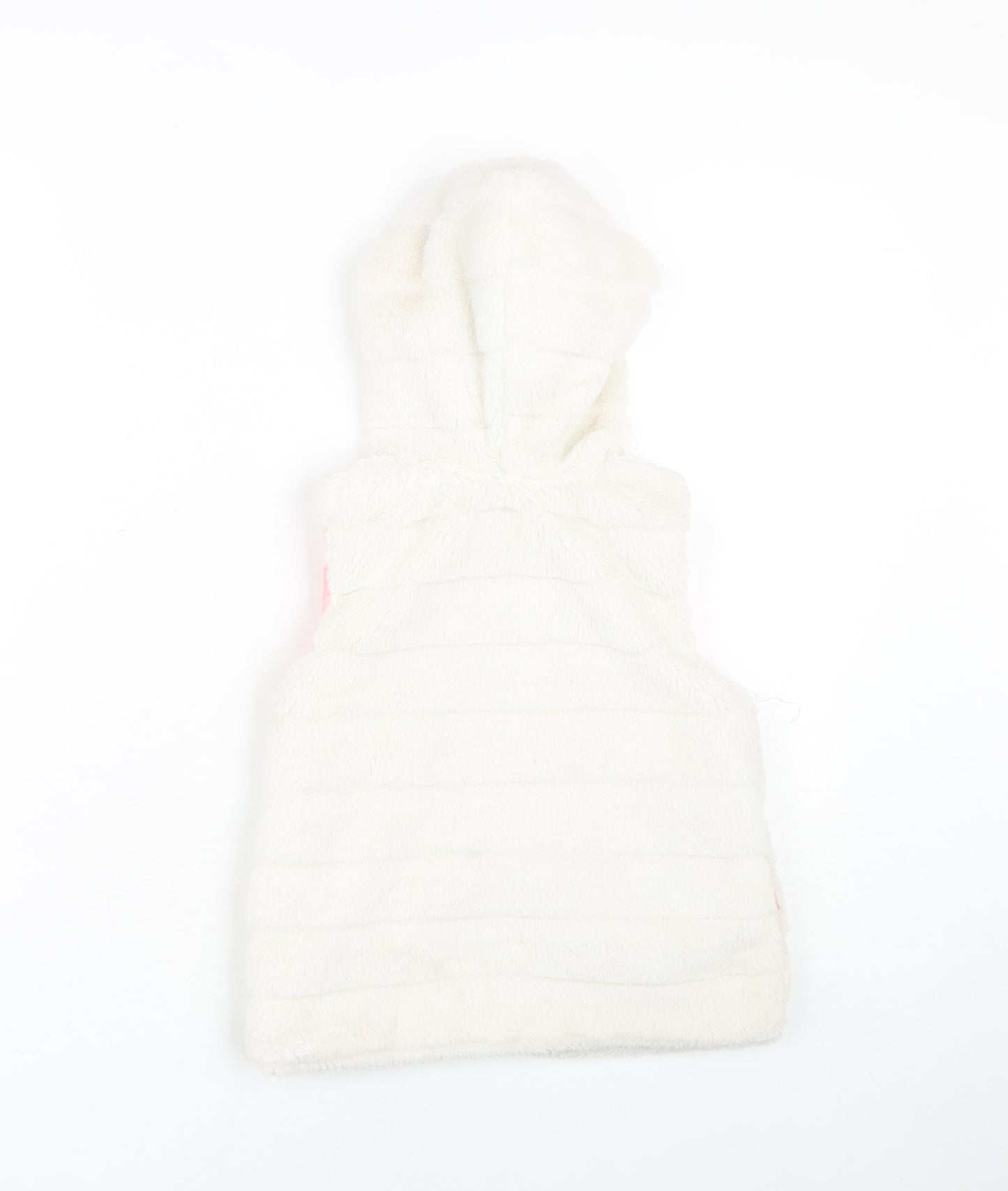DKNY Girls White Hooded Sleeveless Jacket, S, Casual