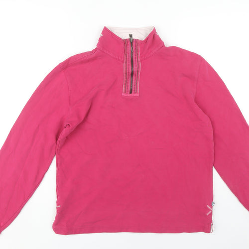 White Stuff Women's Pink 1/4 Zip Pullover Sweatshirt Sz 10