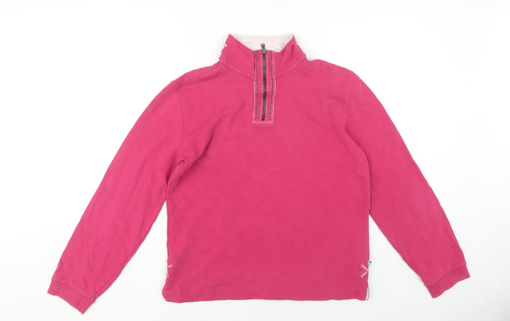 White Stuff Women's Pink 1/4 Zip Pullover Sweatshirt Sz 10