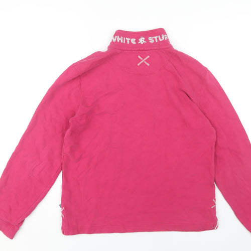 White Stuff Women's Pink 1/4 Zip Pullover Sweatshirt Sz 10