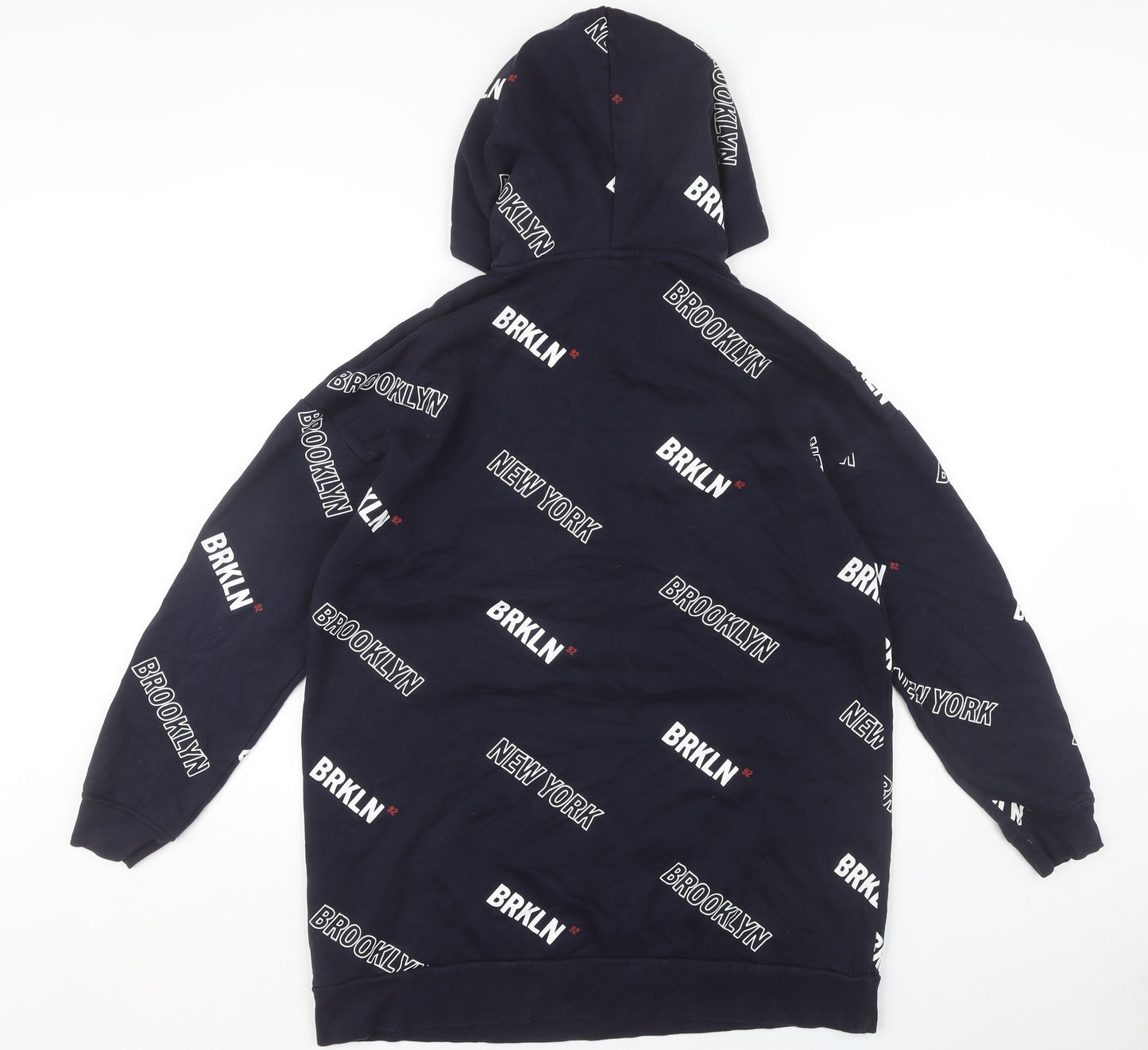 H&M Unisex Adults Black Hoodie M Urban Text Pattern