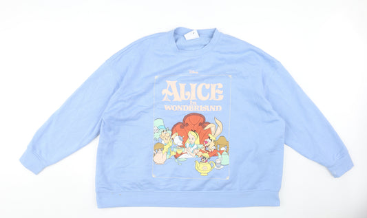 Front view of Disney Women's Blue Alice in Wonderland 2XL Sweatshirt Pullover