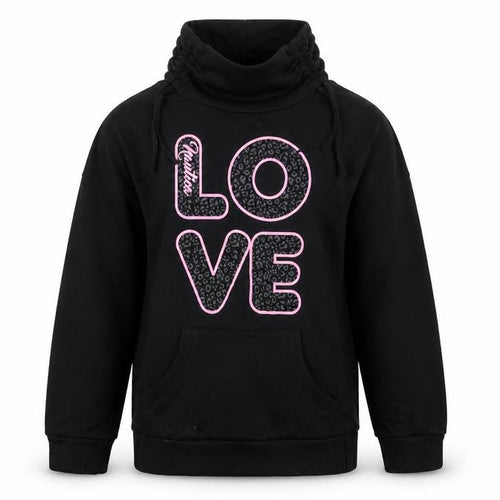 Nautica Girls Black Hoodie Pullover Love Embroidered Size 10-11