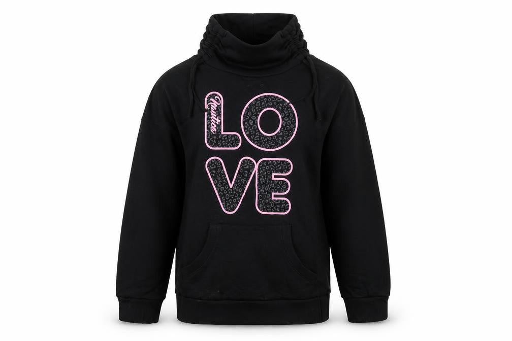 Nautica Girls Black Hoodie Pullover Love Embroidered Size 10-11
