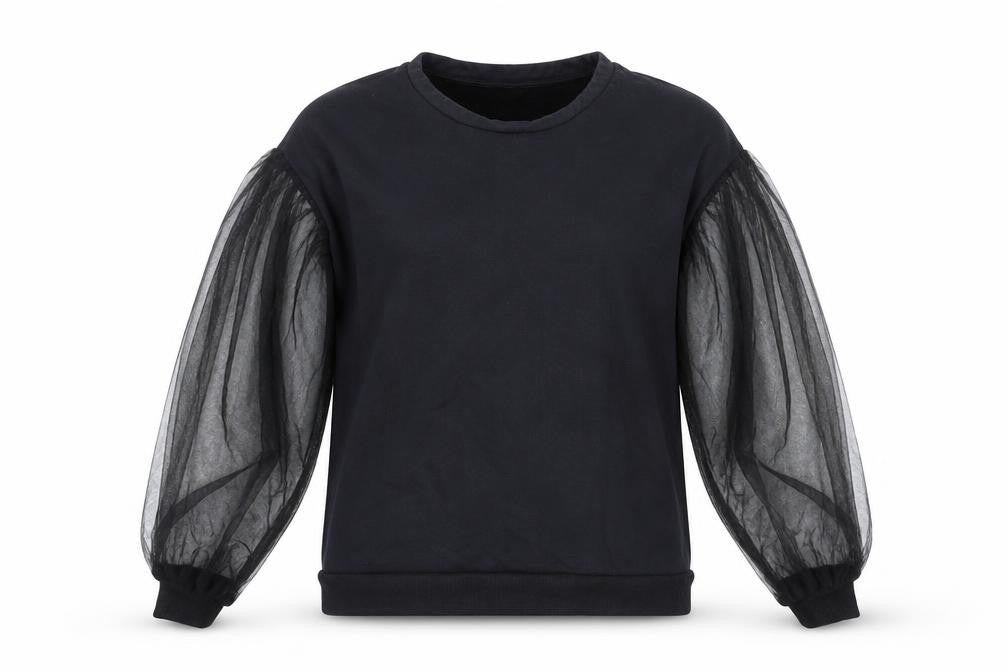 Front view of H&M Women’s Black Sweatshirt L Balloon Sleeve