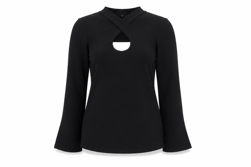 Front view of Michel Ambers Women's Black Top, size 16