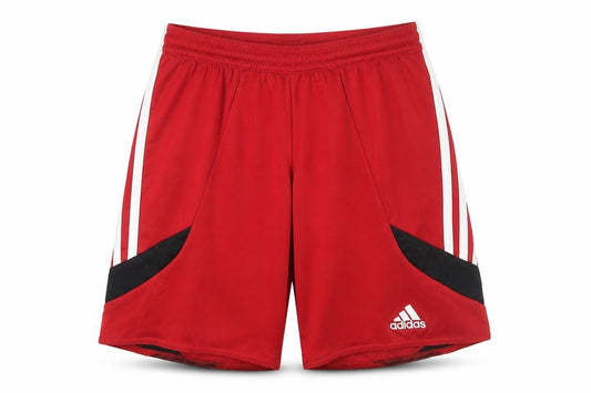 Front view of Adidas boys’ red athletic shorts - gym & training