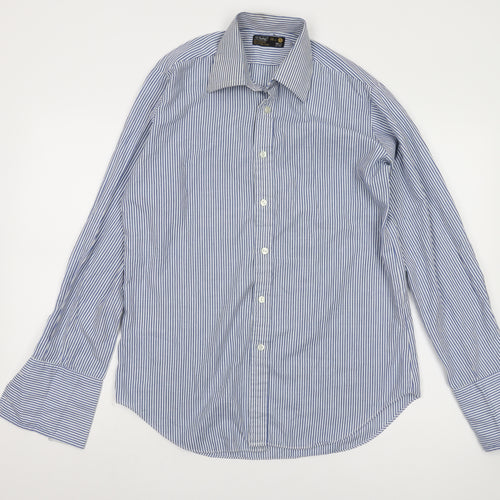 St Michael Men's Blue Striped Shirt 38