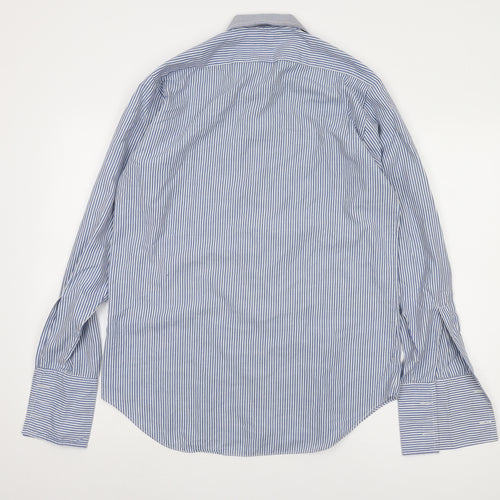 St Michael Men's Blue Striped Shirt 38