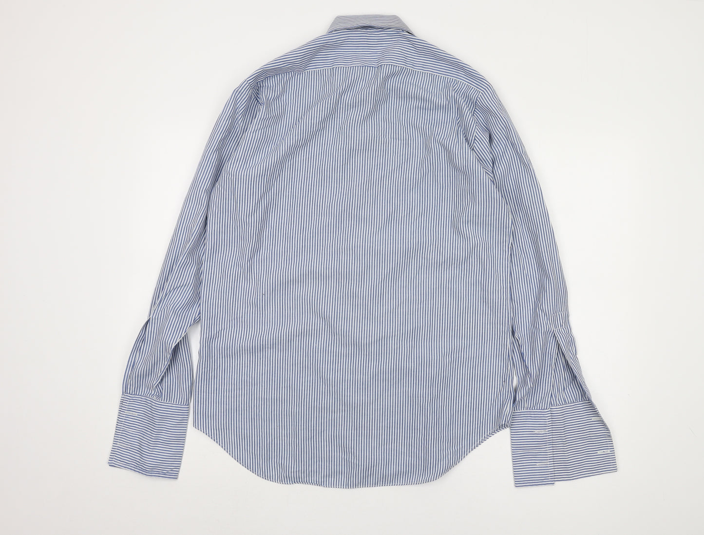 St Michael Men's Blue Striped Shirt 38