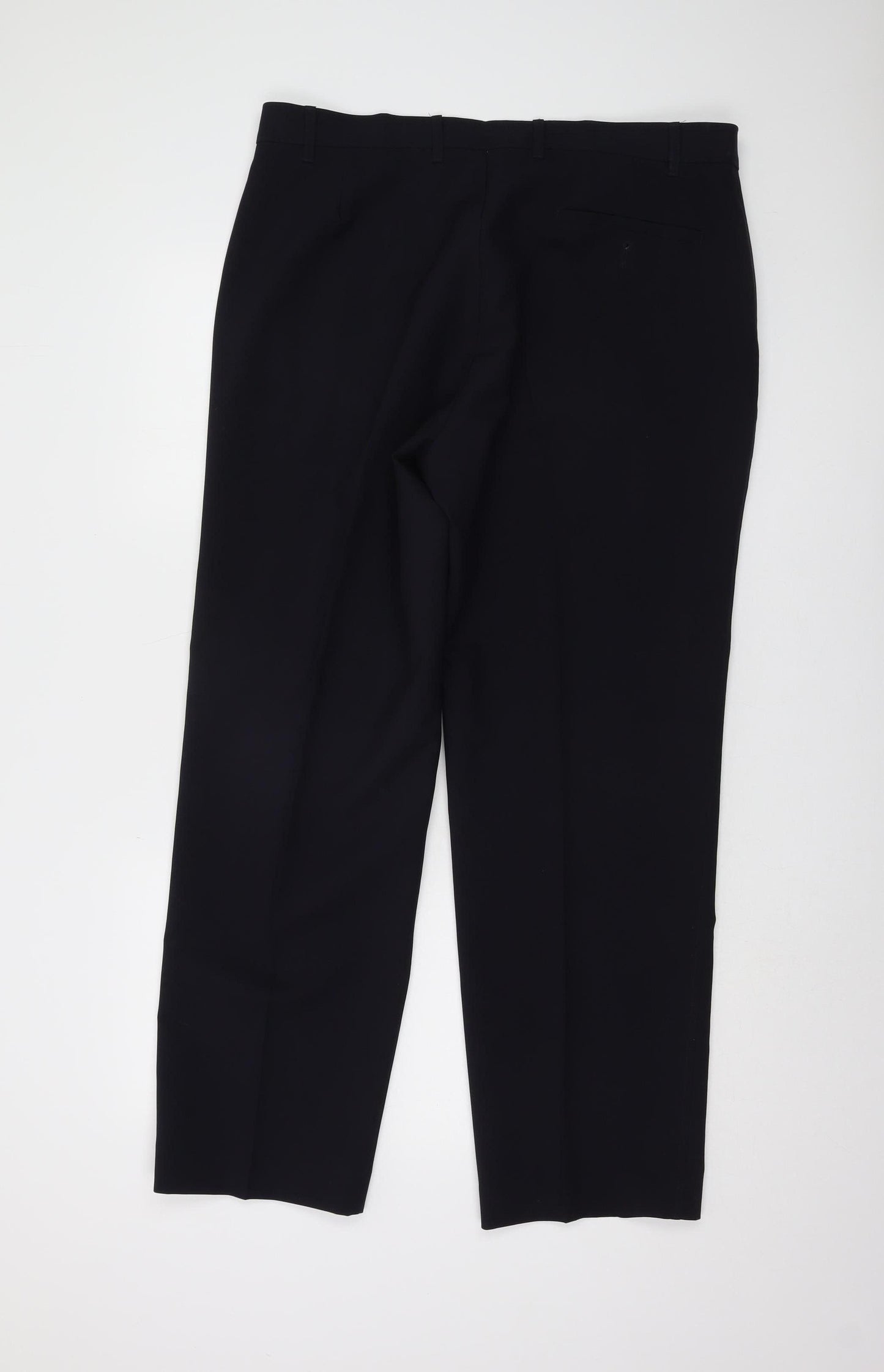 Marks and Spencer Men's Black Trousers, Size 38, Flat Front