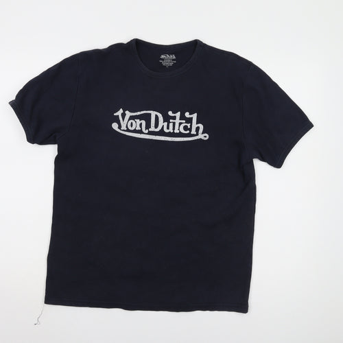 Von Dutch Men's Blue Graphic T-Shirt, Large