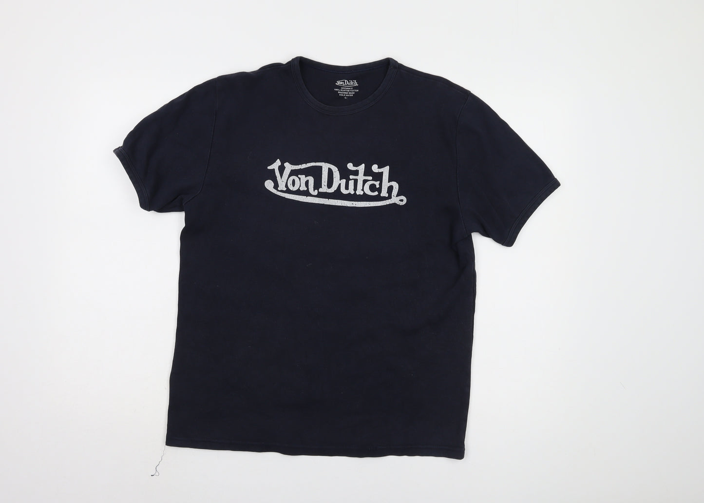 Von Dutch Men's Blue Graphic T-Shirt, Large