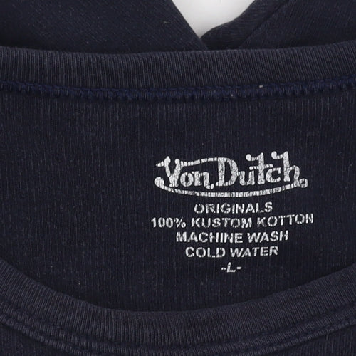 Von Dutch Men's Blue Graphic T-Shirt, Large