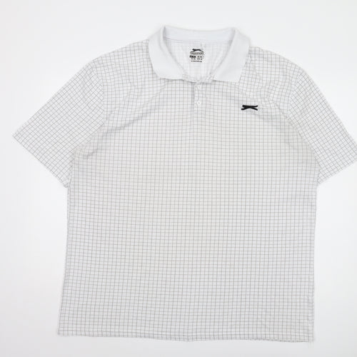 Slazenger Men's 3XL White Check Polo Shirt
