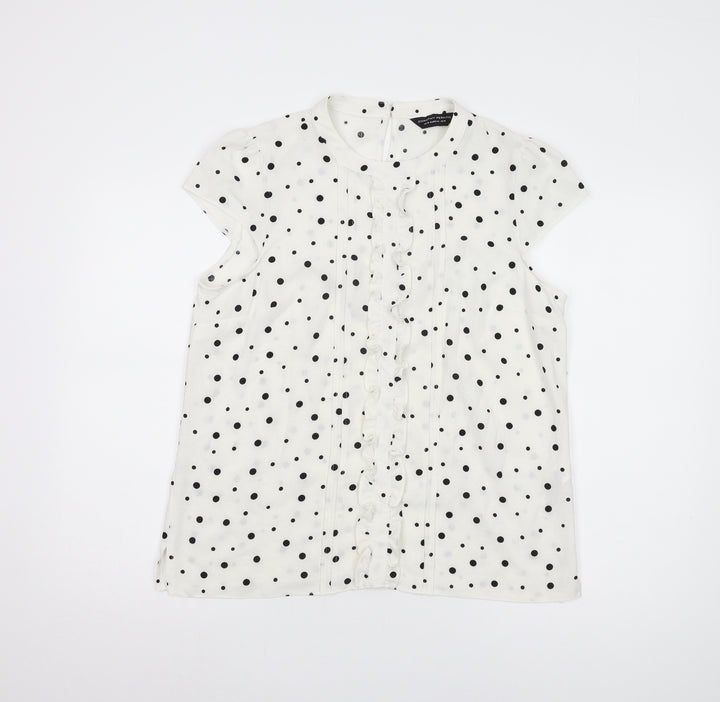 Dorothy Perkins Women's White Polka Dot Blouse Size 16