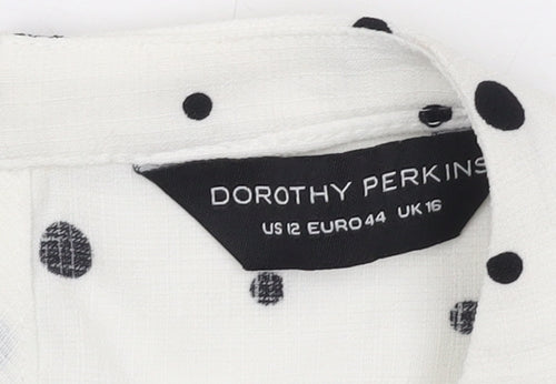 Dorothy Perkins Women's White Polka Dot Blouse Size 16