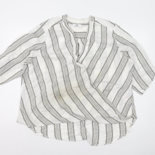 Wallis Women's White XL Wrap Top with Stripes