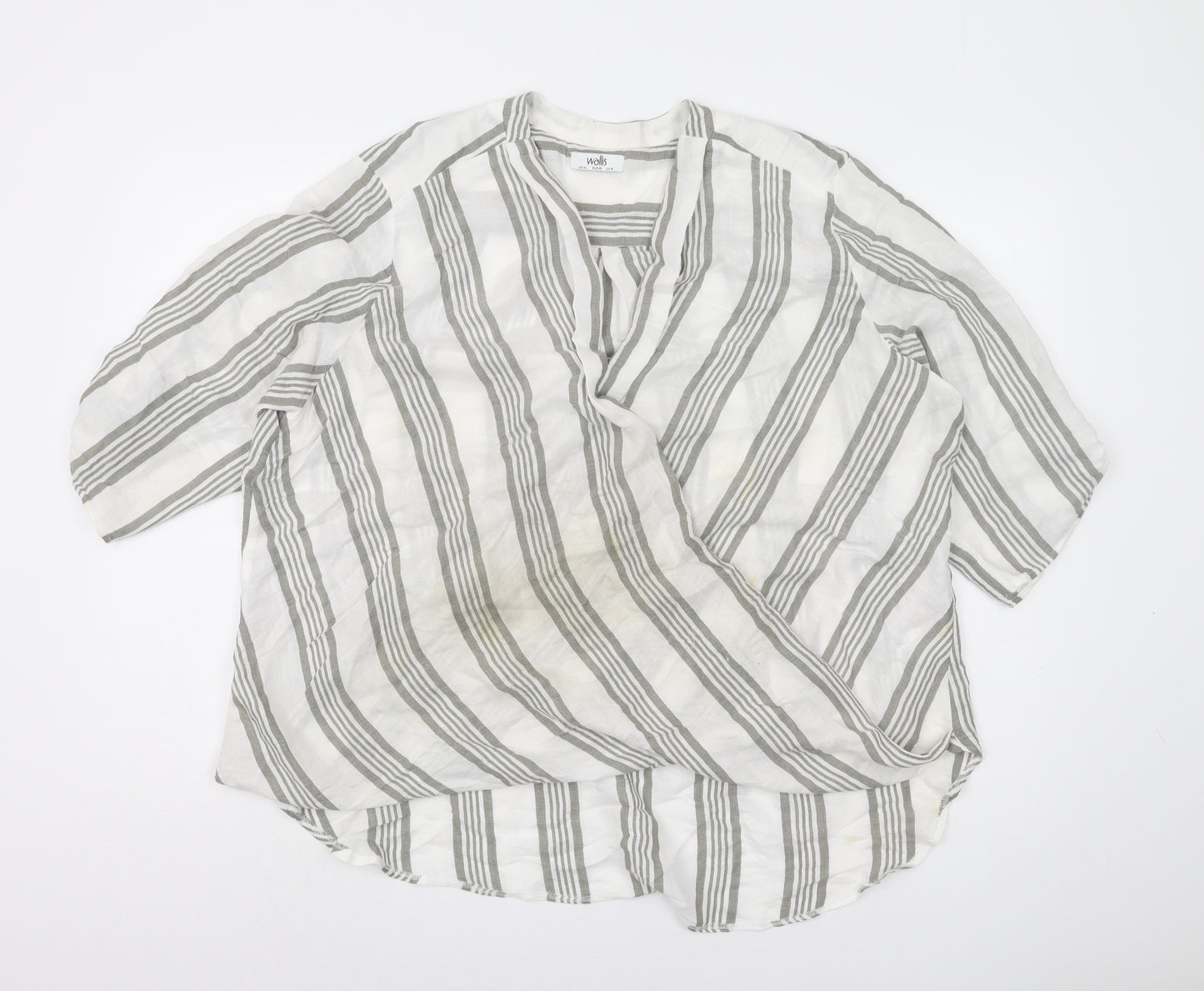 Wallis Women's White XL Wrap Top with Stripes