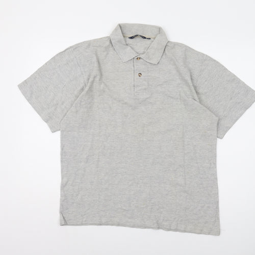 George Men's Grey Cotton Polo Shirt L