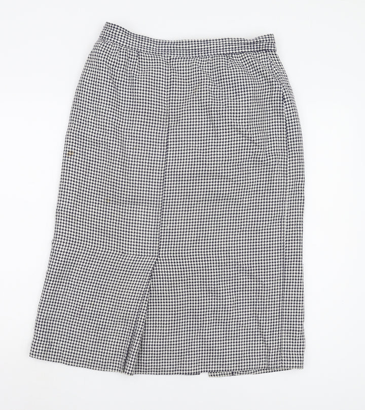 St Michael Women's Blue Check Long Pencil Skirt Size 16
