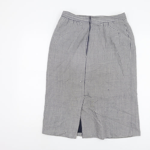 St Michael Women's Blue Check Long Pencil Skirt Size 16